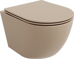 MEXEN - Lena Závěsná WC mísa Rimless včetně sedátka s slow, Duroplast, cappuccino mat (30224064)