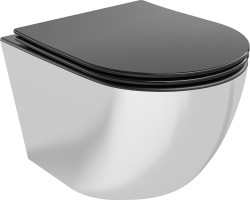MEXEN - Lena Závěsná WC mísa včetně sedátka s slow-slim, duroplast, černá mat / stríbrná (30224074)