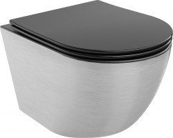 MEXEN - Lena Závěsná WC mísa včetně sedátka s slow-slim, duroplast, černá mat / stríbrný vzor (30224073)