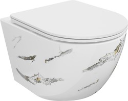 MEXEN - Lena Závěsná WC mísa včetně sedátka s slow-slim, Duroplastu, bílý kámen (30224091)