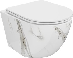 MEXEN - Lena Závěsná WC mísa včetně sedátka s slow-slim, Duroplastu, bílý kámen (30224094)
