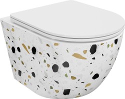 MEXEN - Lena Závěsná WC mísa včetně sedátka s slow-slim, Duroplastu, bílý kámen terrazo (30224096)