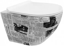 MEXEN - Lena Závěsná WC mísa včetně sedátka s slow-slim, z duroplastu, bílé se vzorem (30224099)