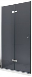MEXEN - LIMA skládací dveře 100x190 cm 6mm, chrom, grafit se stěnovým profilem (856-100-000-01-40)