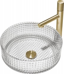 MEXEN - Lira skleněné umyvadlo na desku 37x37, transparent (24053700)