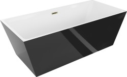 MEXEN - Lita vana volně stojící 170x75 cm, bílá/černá, zlatý sifon (52121707575-G)