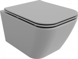 MEXEN - Madox Závěsná WC mísa Rimless včetně sedátka s slow, Duroplast, světle šedá mat (30154061)