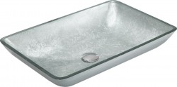 MEXEN - Megan skleněné umyvadlo 56x36, stříbrná (24135611)