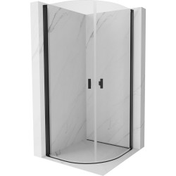 MEXEN - MIST dveřní část čtvrtkruhová (2d) 90x90x200 cm 6mm černá, čirá (8A31-090-090-70-00)