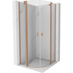 MEXEN - MIST dveřní část čtvrtkruhová (2d2s) 80x80x200 cm 6mm měď kartáčovaná, čirá (8A32-080-080-65-00)