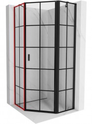 MEXEN - MIST dveřní část pětiboká (s) 90x200 cm 6mm černá, dekor, levá (8A8-000-090-70-77-L)