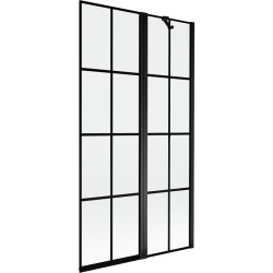 MEXEN - MIST vanová zástěna 100x150 cm 6mm f+s, černá, dekor, pravá (8A9-100-011-70-77-P)