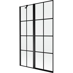 MEXEN - MIST vanová zástěna 110x150 cm 6mm f+s, černá, dekor, levá (8A9-110-011-70-77-L)