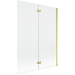 MEXEN - MIST vanová zástěna 130x150 cm 6mm 2-s, zlatá kartáčovaná, čirá, pravá (8A9-130-002-55-00-P)