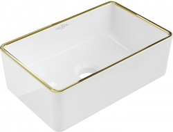 MEXEN - Nadia umyvadlo na desku 36 x 23, bílá/zlatý rantl (21613605)