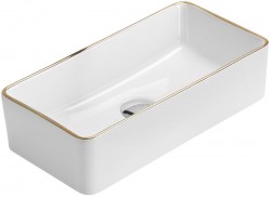 MEXEN - Nadia umyvadlo na desku 46 x 23, bílá/zlatá hrana (21614605)