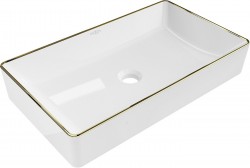 MEXEN - Nadia umyvadlo na desku 62 x 35, bílá/zlatý rantl (21616005)