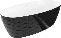 MEXEN - Olea volně stojící vana vzor 170 x 80, bílá/černá, bez krytky přepadu a zátky (52821708075-SS)