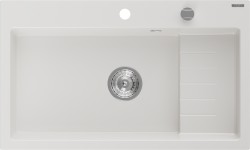 MEXEN - Omar granitový dřez 1 s odkapávačem 800 x 480 mm, bílá, sifon chrom (6520801005-20)