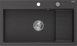 MEXEN - Omar granitový dřez 800 x 480 mm, černá kropenatá, sifon chrom (6520801005-76)