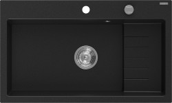 MEXEN - Omar granitový dřez 800 x 480 mm, černá, sifon chrom (6520801005-77)