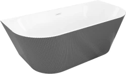 MEXEN - Oris volně stojící vana nástěnná reliéf 150 x 75, bílá/šedá, bez krytky přepadu a zátky (52871507562-SS)