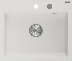 MEXEN - Oscar granitový dřez 580 x 490 mm, bílá, sifon chrom (6519581000-20)