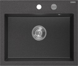 MEXEN - Oscar granitový dřez 580 x 490 mm, černá kropenatá, sifon chrom (6519581000-76)