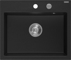 MEXEN - Oscar granitový dřez 580 x 490 mm, černá, sifon chrom (6519581000-77)