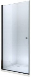 MEXEN - PRETORIA křídlové dveře 90x190 cm 6mm, černé, transparent se stěnovým profilem (852-090-000-70-00)