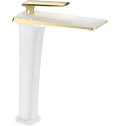 MEXEN - Purus umyvadlová baterie vysoká, bílá/zlatá (745810-25)