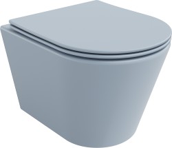 MEXEN - Rico Závěsná WC mísa Rimless včetně sedátka s slow, Duroplast, šedomodrá mat (30724069)