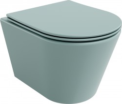 MEXEN - Rico Závěsná WC mísa Rimless včetně sedátka s slow, Duroplast, světle zelená mat (30724048)