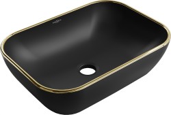 MEXEN - Rita umyvadlo na desku 45 x 32, černá mat/zlatá linka (21084575)