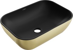 MEXEN - Rita umyvadlo na desku 45 x 32, černá mat/zlatá vzor (21084577)
