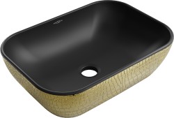 MEXEN - Rita umyvadlo na desku 45 x 32, černá mat/zlatá vzor (21084578)