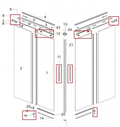 MEXEN - ROX montážní sada pro dvoukřídlé dveře 1 ks, chrom (8C0-04-01)