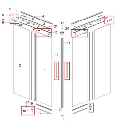 MEXEN - ROX montážní sada pro dvoukřídlé dveře 1 ks, zlatá (8C0-04-50)