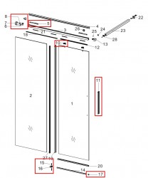 MEXEN - ROX montážní sada pro jedny posuvné dveře, grafit kartáčovaná (8C0-03-66)