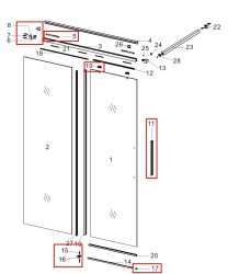 MEXEN - ROX montážní sada pro jedny posuvné dveře, grafit metal (8C0-03-95)