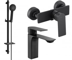 MEXEN/S - Alexa SET umyvadlová + sprchová baterie s příslušenstvím DQ40, černá (71204DQ40-70)