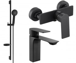 MEXEN/S - Alexa SET umyvadlová + sprchová baterie s příslušenstvím DS40, černá (71204DS40-70)