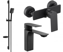 MEXEN/S - Alexa SET umyvadlová + sprchová baterie s příslušenstvím DS62, černá (71204DS62-70)