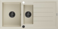 MEXEN/S - Andres granitový dřez s odkapávačem 1000 x 500 mm, béžová, černý sifon (6515101510-69-B)