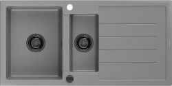MEXEN/S - Andres granitový dřez s odkapávačem 1000 x 500 mm, šedá, černý sifon (6515101510-71-B)