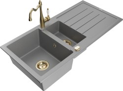 MEXEN/S - Andres granitový dřez s odkapávačem včetně baterie Carla, šedá (6515-71-670700-50)