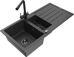 MEXEN/S - Andres granitový dřez s odkapávačem včetně baterie Duero, černá nakrapiany (6515-76-671600-70-B)