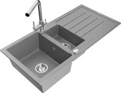 MEXEN/S - Andres granitový dřez s odkapávačem včetně baterie Duero, šedá (6515-71-671600-00)