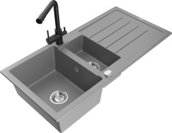 MEXEN/S - Andres granitový dřez s odkapávačem včetně baterie Duero, šedá (6515-71-671600-70)