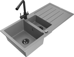 MEXEN/S - Andres granitový dřez s odkapávačem včetně baterie Duero, šedá (6515-71-671600-70-B)